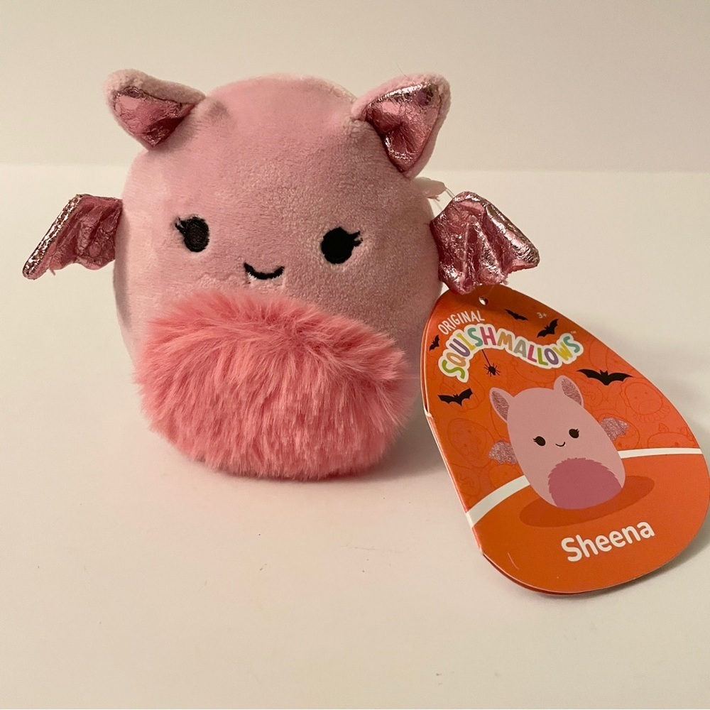 Squishmallows 4” Sheena the Pink Bat Fuzzy Belly Halloween 2024 Plush